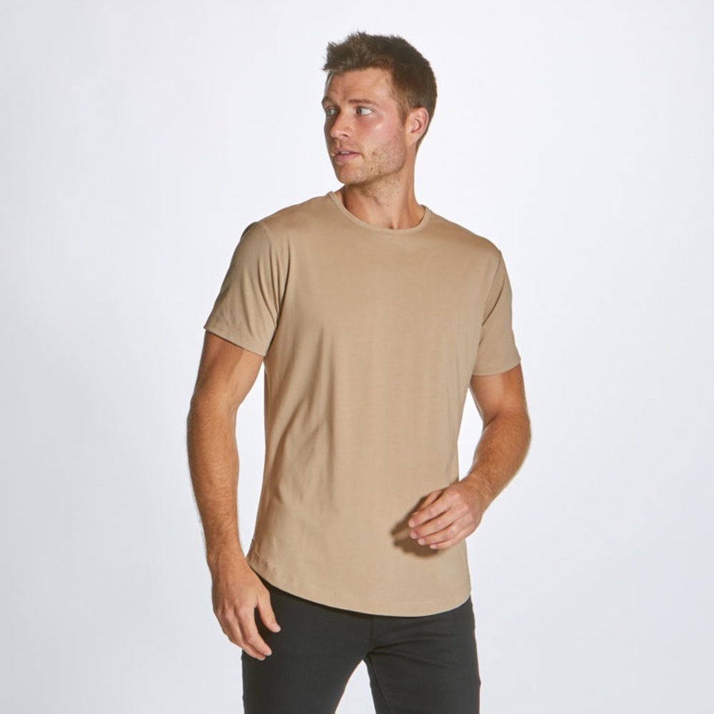 NWOT Cuts Pima Crew Curve-Hem T-Shirt